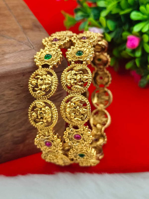 Jewwel Alloy Gold-plated Bangle(Pack of 2)