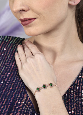Opus Gems Brass Emerald Gold-plated Bracelet