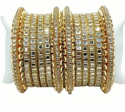 ADAM FIRST Glass Zircon Gold-plated Bangle Set(Pack of 12)