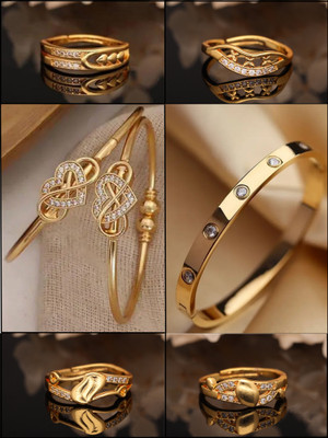 Vedda Brass Diamond Gold-plated Bangle Set(Pack of 6)