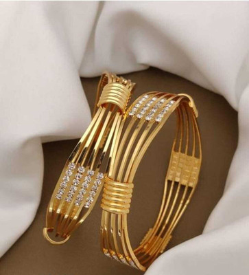 Jaseela Trends Alloy Cubic Zirconia Gold-plated Kada(Pack of 2)