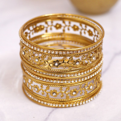 Balasundri Alloy Cubic Zirconia Bangle Set(Pack of 10)