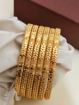 KRIVA Alloy Gold-plated Bangle Set(Pack of 6)