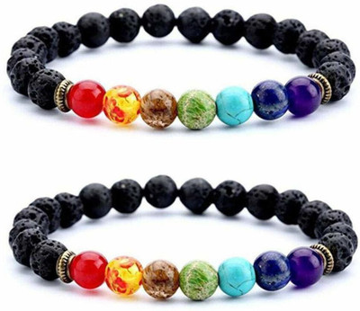 SUKHAD Stone Agate, Crystal, Turquoise, Quartz, Lapis Lazuli Bracelet Set(Pack of 2)