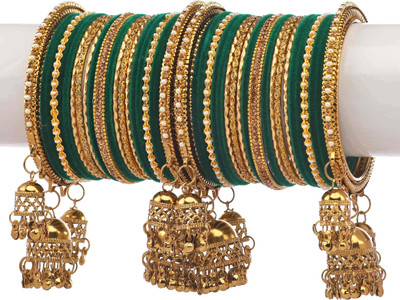 Amika Metal Zircon Gold-plated Bangle Set(Pack of 42)