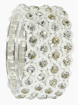 ZULKA Metal Diamond, Zircon Bangle Set(Pack of 4)