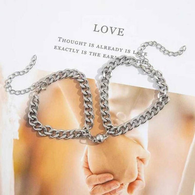 Faizam Collection Stainless Steel Silver Bracelet(Pack of 2)
