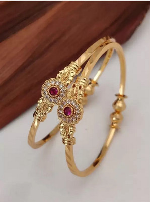 HEER HENI Alloy Cubic Zirconia Gold-plated Bangle(Pack of 2)