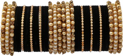 Amika Metal Beads, Pearl, Zircon Gold-plated Bangle Set(Pack of 50)