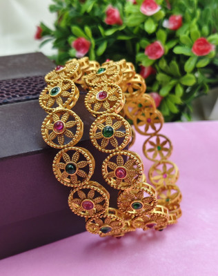 OrnaDzn Zevellery Alloy Gold-plated Bangle(Pack of 2)