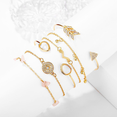 Vimich Alloy Cubic Zirconia Gold-plated Bracelet(Pack of 6)