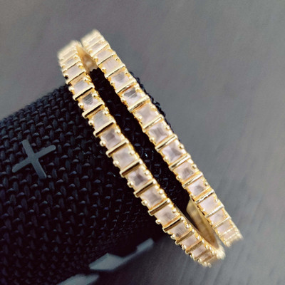 Opal Touch Brass Cubic Zirconia Gold-plated Bangle Set(Pack of 2)