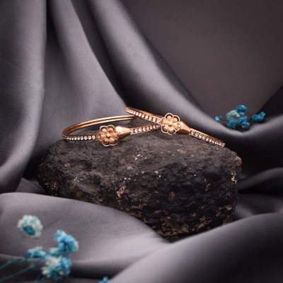 Alasca Brass Diamond Gold-plated Bangle Set(Pack of 2)