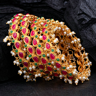 Sukkhi Alloy Pearl Gold-plated Bangle Set(Pack of 4)