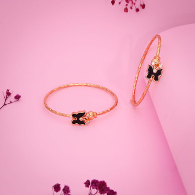 Alasca Brass Diamond Gold-plated Bangle Set(Pack of 2)