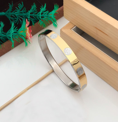 GKKAKADIYA Stainless Steel Silver, Gold-plated Kada