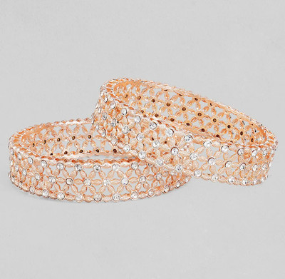 Terraband Alloy Cubic Zirconia Gold-plated Bangle Set(Pack of 2)
