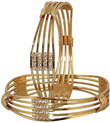 Jaseela Trends Alloy Cubic Zirconia Gold-plated Kada(Pack of 2)