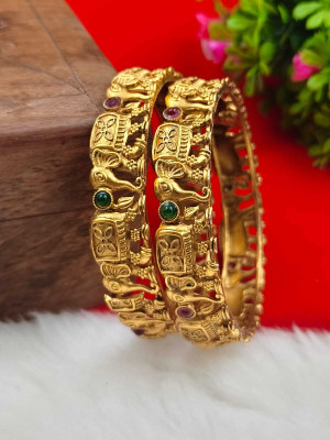 OrnaDzn Zevellery Alloy Gold-plated Bangle(Pack of 2)