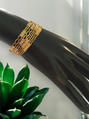 AARISAI Metal Gold-plated Bangle Set(Pack of 4)