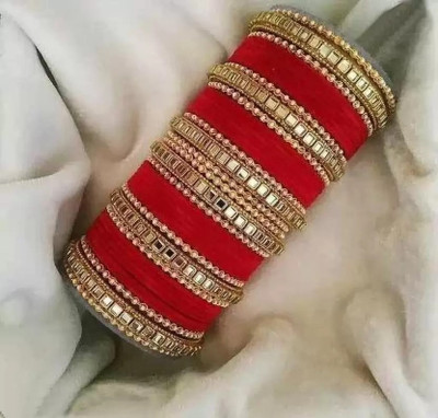 Mayra Creation Metal Zircon Gold-plated Bangle Set(Pack of 2)