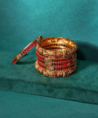 Nagneshi Art Alloy Beads Gold-plated Bangle Set(Pack of 6)