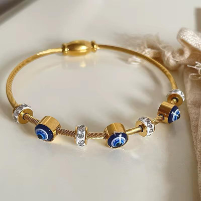 Jeweave Stainless Steel Rhinestone Gold-plated Bracelet