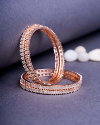 Opal Touch Brass Cubic Zirconia Gold-plated Bangle Set(Pack of 4)