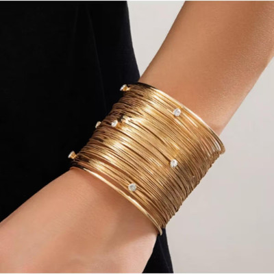 GRAB DEAL Alloy Crystal Gold-plated Cuff