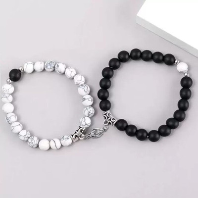 Jagsun Stainless Steel Platinum Bracelet Set(Pack of 2)