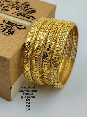 Ambe sales Brass Beads Gold-plated Bangle Set(Pack of 4)