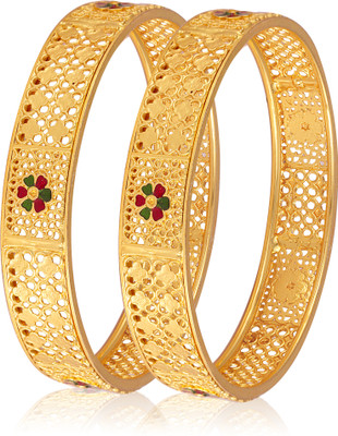 VIGHNAHARTA Brass Gold-plated Bangle Set(Pack of 2)