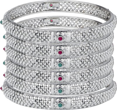 Sukkhi Alloy Rhodium Bangle Set(Pack of 6)