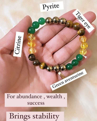 Agatesvibe Stone, Citrine + Golden, Golden Pyrite, Tiger's Eye Crystal Bracelet