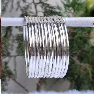Balasundri Metal, Oxidised Silver Gold-plated Bangle Set(Pack of 12)