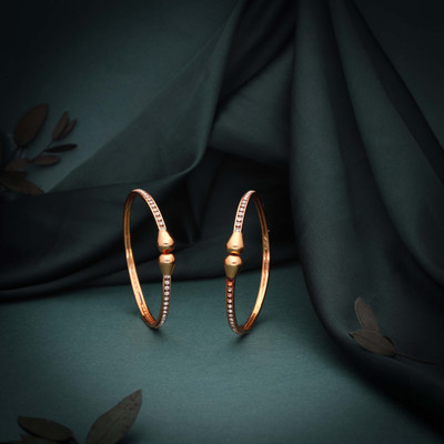 Alasca Brass Diamond Gold-plated Bangle Set(Pack of 2)