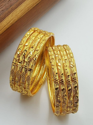 gb creation Brass Beads Gold-plated Bangle Set(Pack of 8)