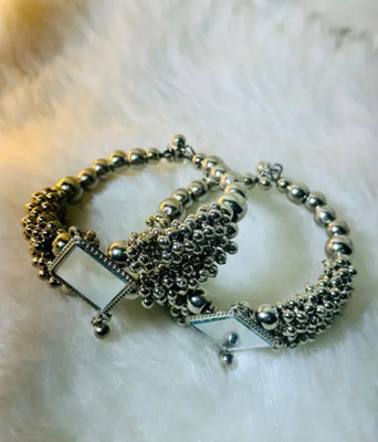 PRASUB Alloy Beads Silver Coated Bangle(Pack of 2)