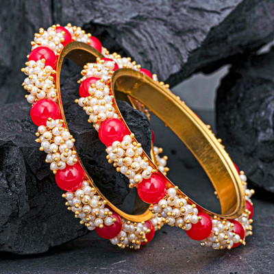 Shostopper by Sukkhi Alloy Pearl Gold-plated Bangle Set(Pack of 2)