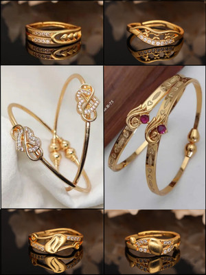 Vedda Brass Diamond Gold-plated Ring Bangle(Pack of 6)