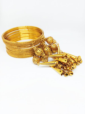 NAVMAV Metal Gold-plated Bangle Set(Pack of 8)