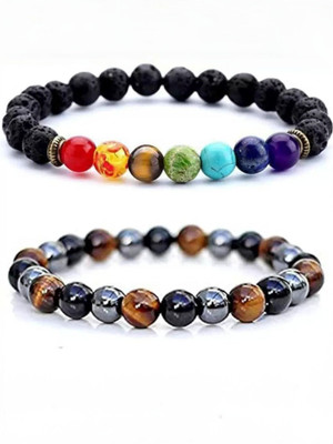 REVERSEA Stone Beads, Agate, Amber, Crystal, Turquoise, Quartz Bracelet(Pack of 2)