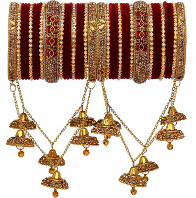 Rijoli Metal Zircon Bangle Set(Pack of 42)