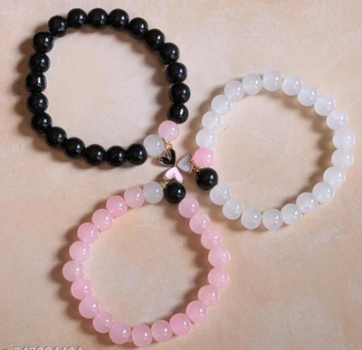 KRISHMAYATOZ Crystal Beads Charm Bracelet(Pack of 3)