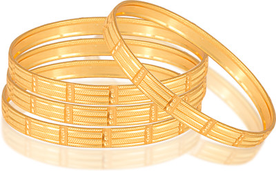 VIGHNAHARTA Brass Gold-plated Bangle Set(Pack of 4)