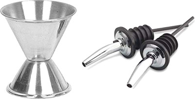 Dynore Dynore Stainless Steel 30/60 peg measure with 2 wine pourer 3 - Piece Bar Set(Stainless Steel)