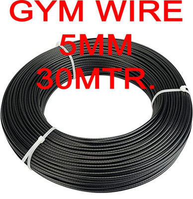 HOUSE OF COMMON PU (Polyurethane) Coated Stainless Steel Wire 5MM (30M) for Home /Gym Equipment| Weight Lifting Bar(Black)