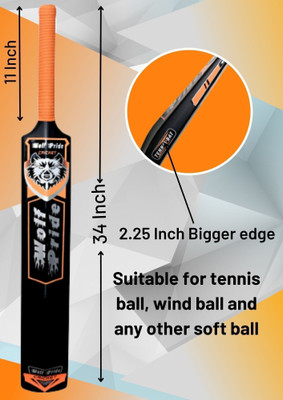 WOLF PRIDE WP Kids Orange Sticker Orange Grip Black Plastic Cricket Bat PVC/Plastic Cricket  Bat For 15+ Yrs(.800 g)