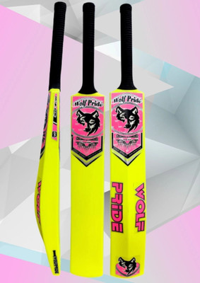 WOLF PRIDE Pink Sticker Black Grip Lemon Plastic Cricket Bat Size 8 for All Age-N PVC/Plastic Cricket  Bat For 15+ Yrs(800 g)