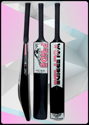 WOLF PRIDE Retro Plus Pink Sticker Black Grip Black Plastic Cricket Bat_B115_jj132 PVC/Plastic Cricket  Bat For 9 - 11 Yrs(800 g)